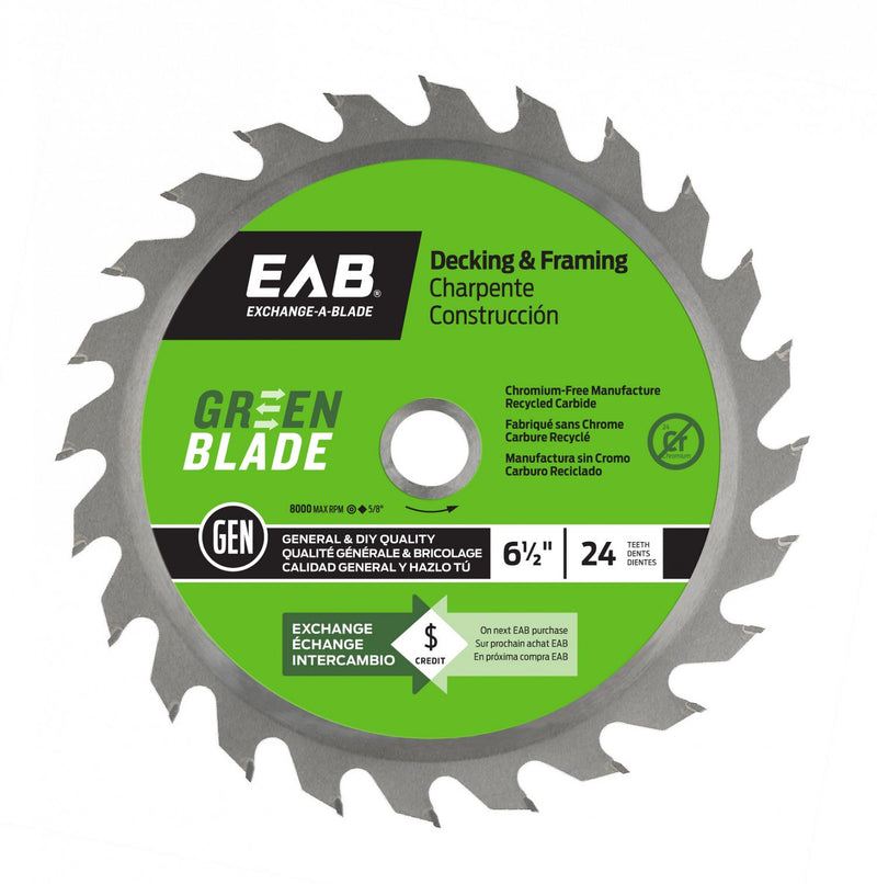 6-1/2-inch-x-24-Teeth-Carbide-Green-Framing-Saw-Blade-Exchangeable-Exchange-A-Blade