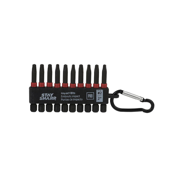 2-inch-SQ-#2-Impact-Bit-Clip-with-Carabiner-(10-Pack)-Professional-Screwdriver-Bit-Recyclable-Stay-Sharp