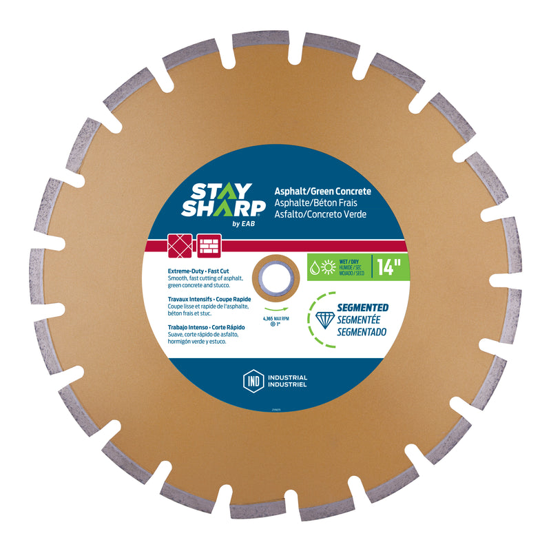 14" Segmented Rim Asphalt Gold Industrial Diamond Blade Recyclable (Item