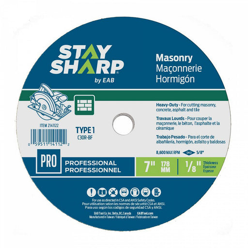 7-inch-x-1/8-inch-x-5/8-inch-DKO-Masonry-Flat-Wheel-Type-1-Professional-Abrasive-Stay-Sharp