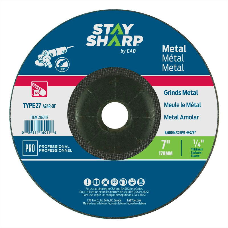 7-inch-x-1/4-inch-x-7/8-inch-Metal-Depressed-Center-Wheel-Type-27-Professional-Abrasive-Stay-Sharp