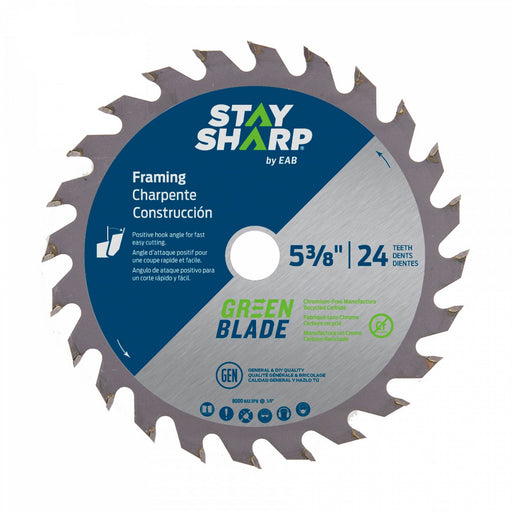 5-3/8-inch-x-24-Teeth-Carbide-Green-Framing-Saw-Blade-Recyclable-Stay-Sharp