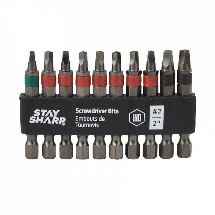 2" x Assorted Banded Bit Clip Square Recess (10 Pc Multipack) (1 PC per QTY) Industrial Screwdriver Bit Recyclable (Item# 75020)