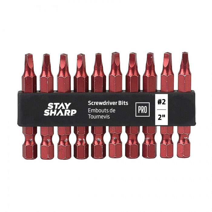 2" x SQ #2 Colored Coded Bit Clip Square Recess (10 Pack) (1 PC per QTY) Professional Screwdriver Bit Recyclable (Item# 75017)