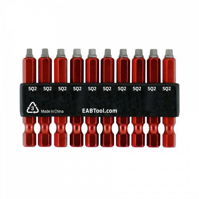 2-inch-SQ-(2-piece)-#2-Colored-Bit-Clip-(10-Pack)-Industrial-Screwdriver-Bit-Recyclable-Stay-Sharp