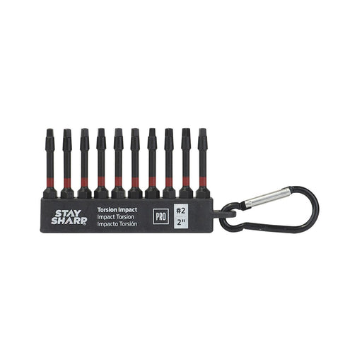 2-inch-SQ-#2-Torsion-Impact-Bit-Clip-with-Carabiner-(10-Pack)-Professional-Screwdriver-Bit-Recyclable-Stay-Sharp