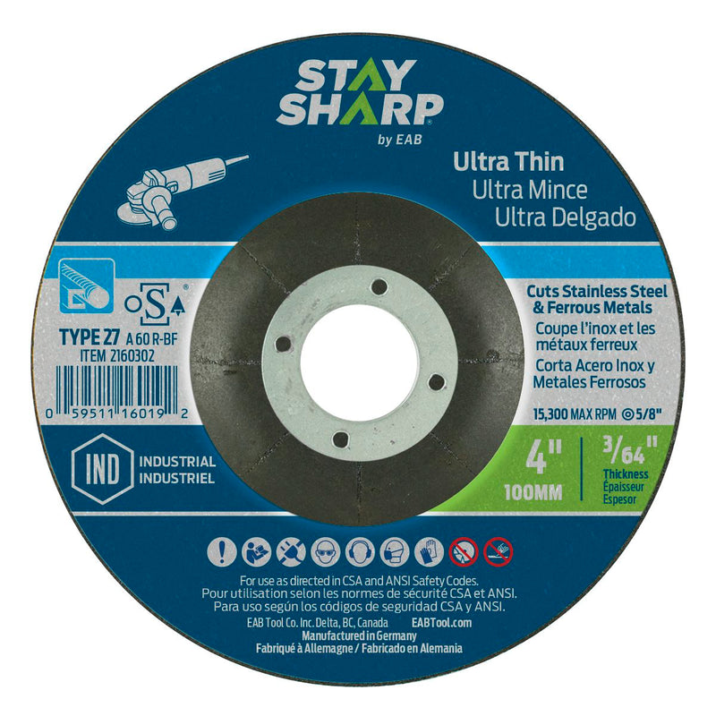 4-inch-x-3/64-inch-x-5/8-inch-Ultra-Thin-Metal-Depressed-Center-Wheel-Type-27-Industrial-Abrasive-Stay-Sharp