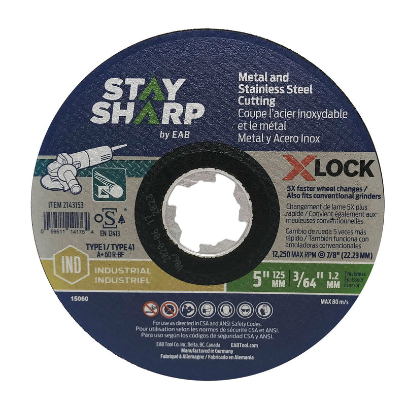 X-Lock Quick Change Metal Cutting Industrial Abrasive - 5" x 3/64" x 7/8"
