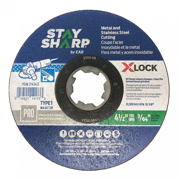 4 1/2" x 1/25" x 7/8" X-Lock Quick Change Metal Cutting Professional Abrasive Wheel (Item# 2143412)