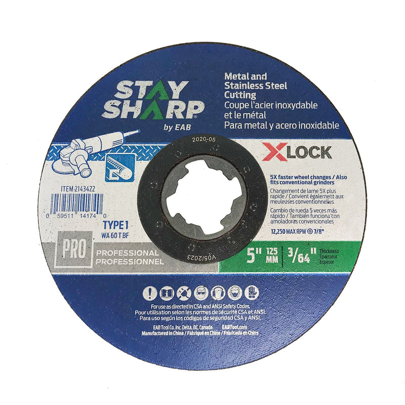 5" x 1/25" x 7/8" X-Lock Quick Change Metal Cutting Professional Abrasive Wheel (Item