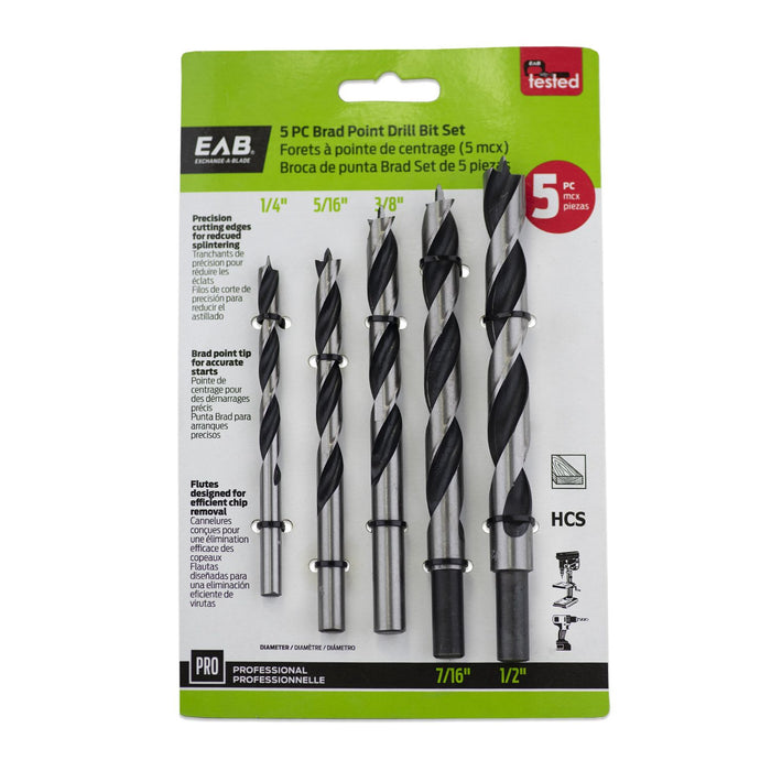 Brad Point Professional Drill Bit (5 Pc Multipack)