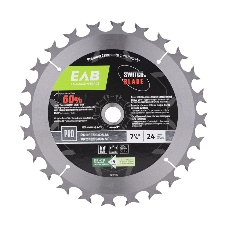 7 1/4" x 24 Teeth Framing Flip Blade Professional Saw Blade Recyclable Exchangeable (Item