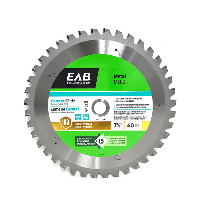 7 1/4" x 40 Teeth Metal Cutting Cermet Industrial Saw Blade Recyclable Exchangeable (Item# 1017472U)