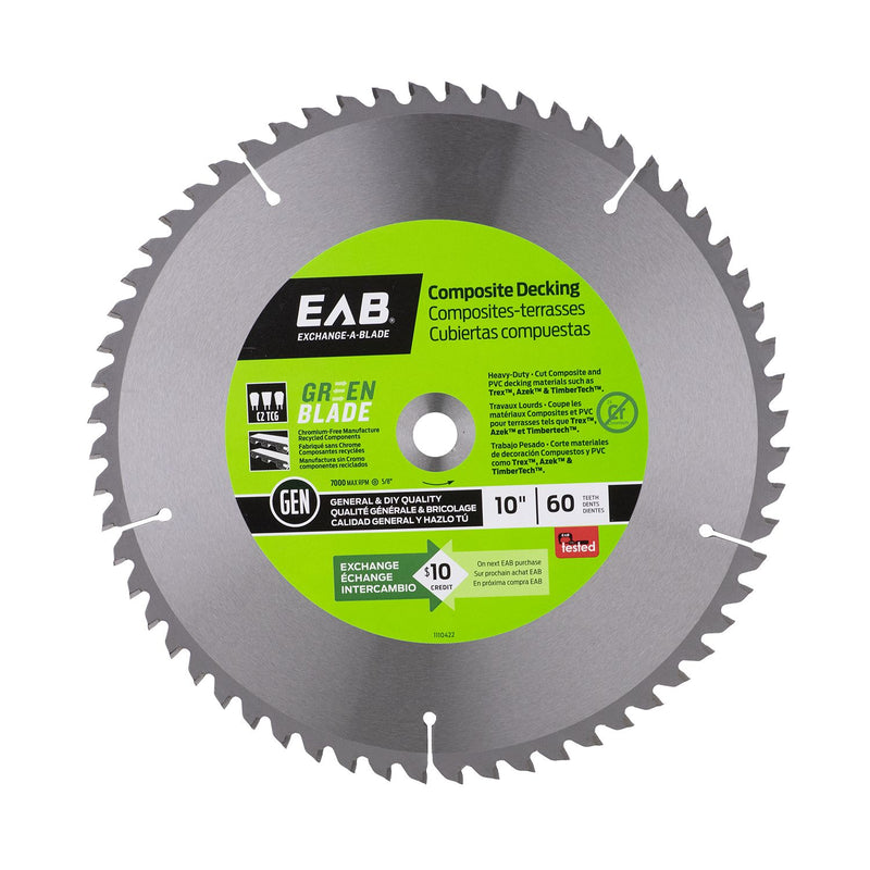 10-inch-x-60-Teeth-Green-Composite-Decking-Saw-Blade-Exchangeable-Exchange-A-Blade