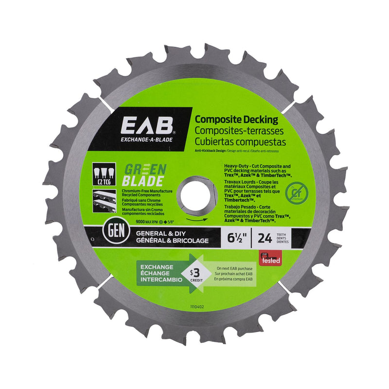 6-1/2-inch-x-24-Teeth-Green-Composite-Decking-Saw-Blade-Exchangeable-Exchange-A-Blade