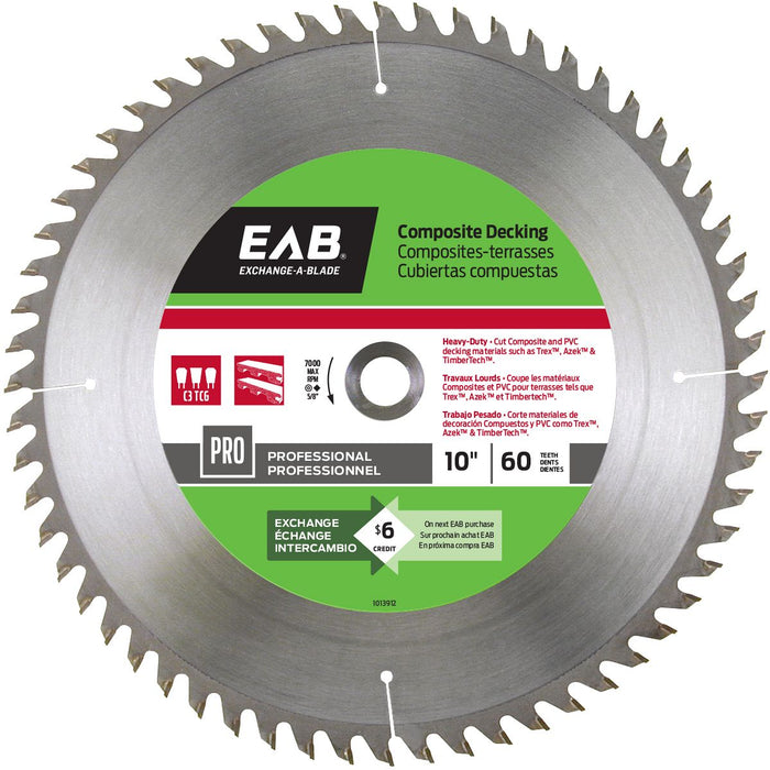 10" x 60 Teeth Finishing Composite Decking Professional Saw Blade Recyclable Exchangeable (Item# 1013912)