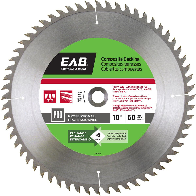 10" x 60 Teeth Finishing Composite Decking Professional Saw Blade Recyclable Exchangeable (Item