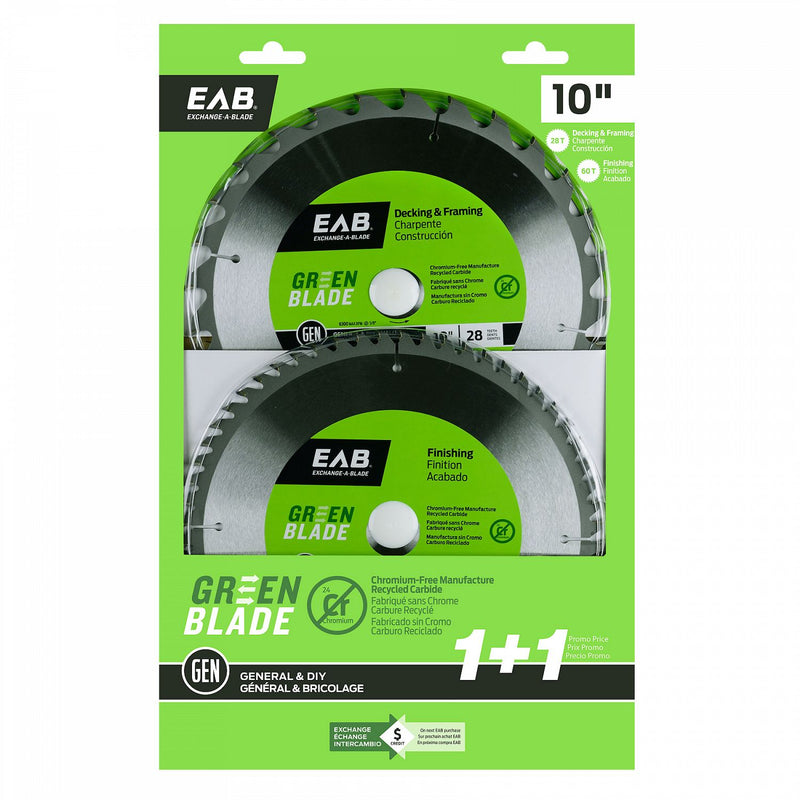 10-inch-x-28-&-60-Teeth-Carbide-Green-Framing-&-Finishing-(2-Pack)-Saw-Blades-Exchangeable-Exchange-A-Blade