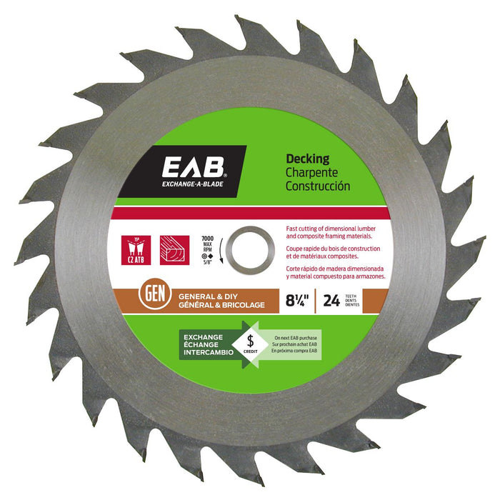 8 1/4" x 24 Teeth Framing Decking Saw Blade Recyclable Exchangeable (Item# 1010612)