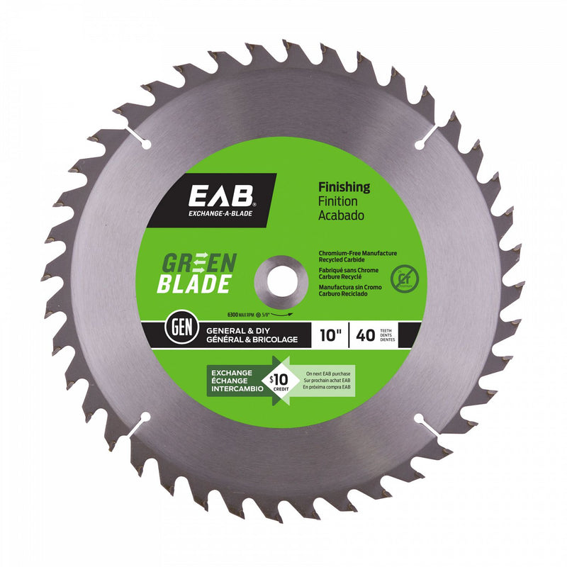 10-inch-x-40-Teeth-Carbide-Green-Finishing-Saw-Blade-Exchangeable-Exchange-A-Blade