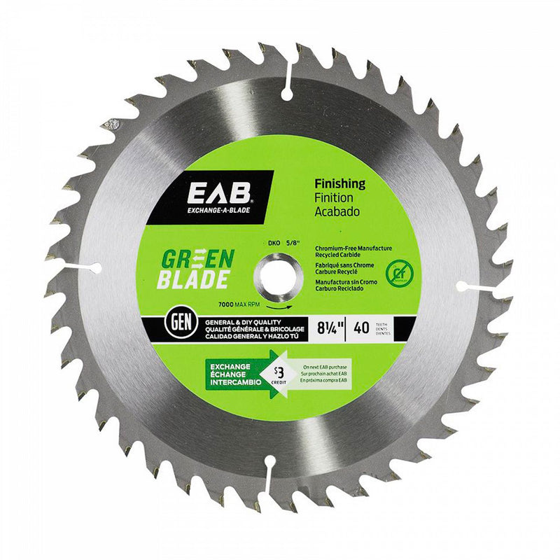 8-1/4-inch-x-40-Teeth-Carbide-Green-Finishing-Saw-Blade-Exchangeable-Exchange-A-Blade
