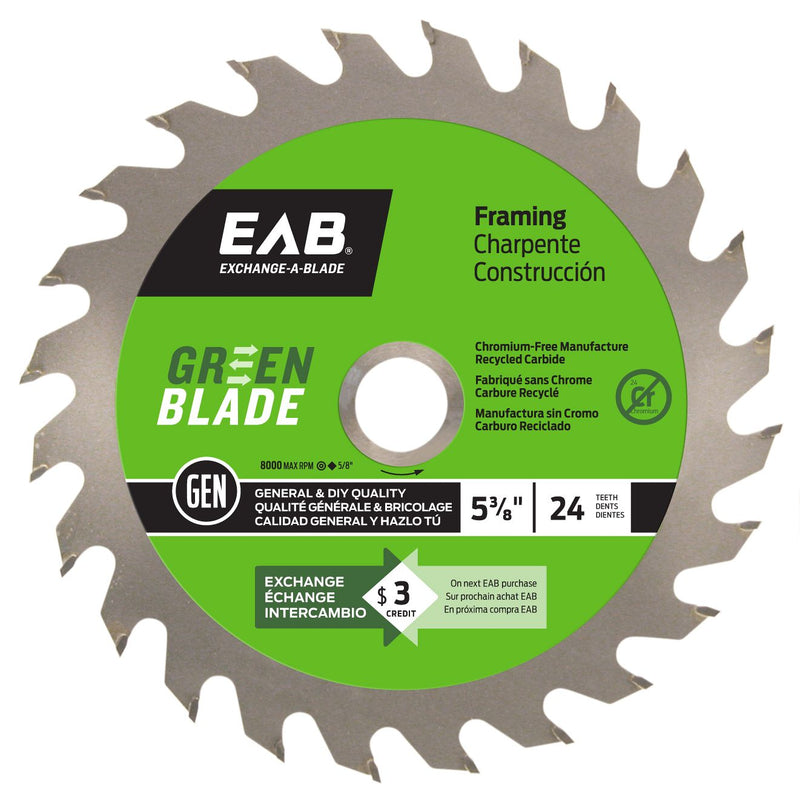 5-3/8-inch-x-24-Teeth-Carbide-Green-Framing-Saw-Blade-Exchangeable-Exchange-A-Blade