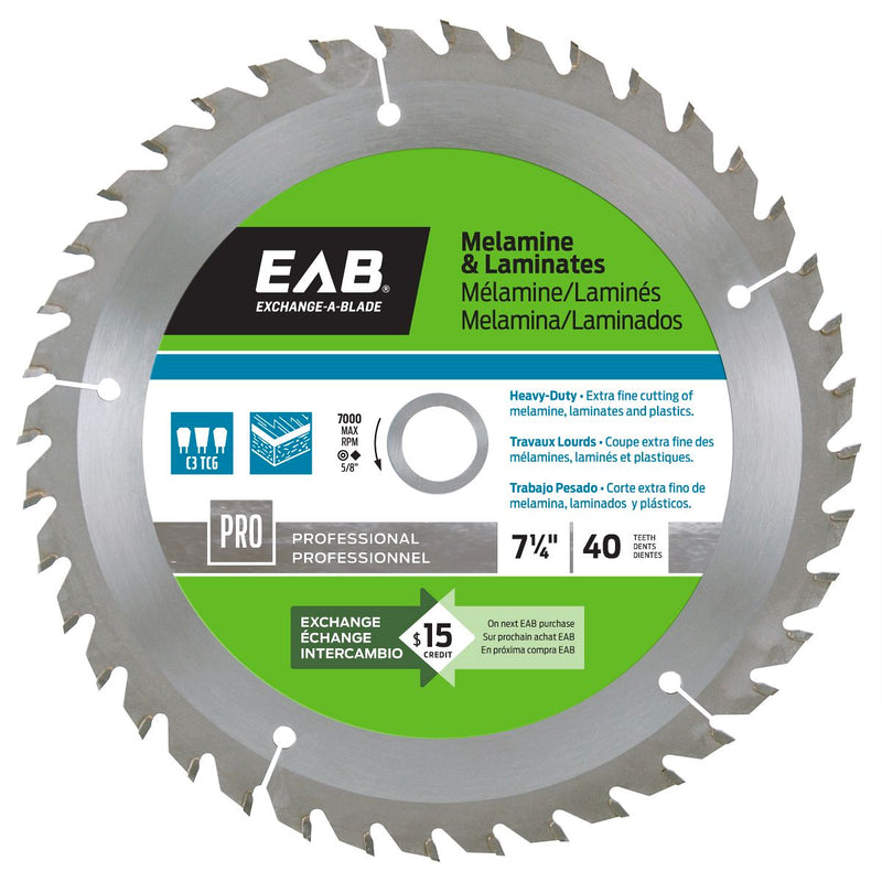 7-1/4-inch-x-40-Teeth-Carbide-Melamine-Professional-Saw-Blade-Exchangeable-Exchange-A-Blade