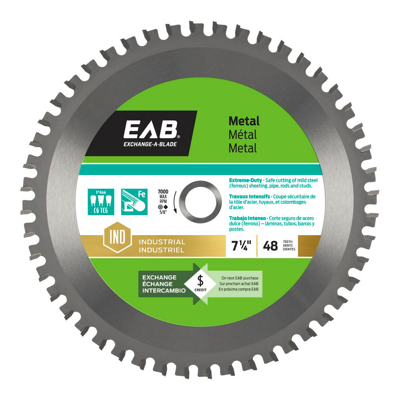 7-1/4-inch-x-48-Teeth-Carbide-Metal-Cutting-Industrial-Saw-Blade-Exchangeable-Exchange-A-Blade