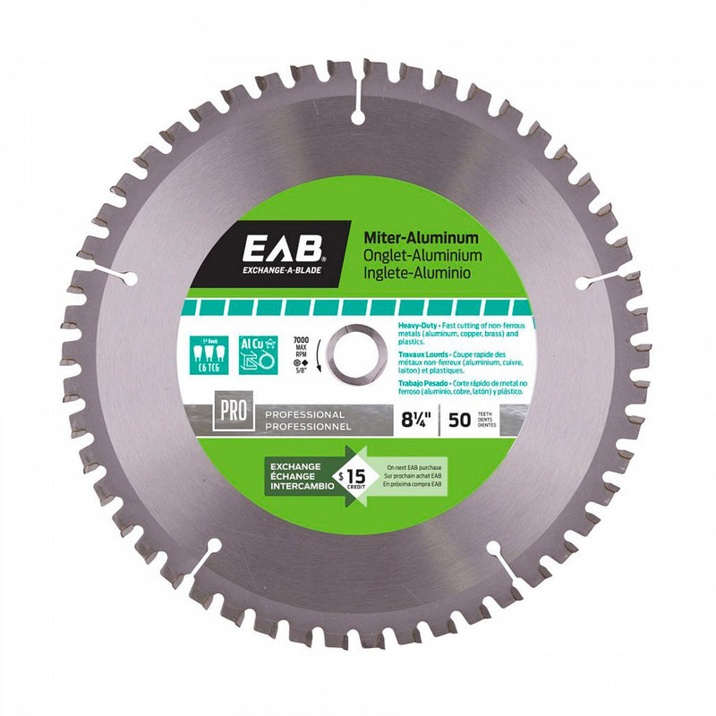 8 1/4" x 50 Teeth Metal Cutting Miter Aluminum Professional Saw Blade Recyclable Exchangeable (Item