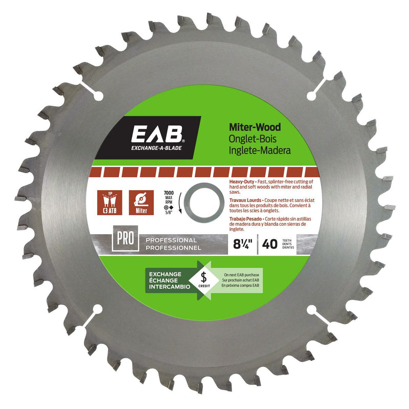 8-1/4-inch-x-40-Teeth-Carbide-Miter-Wood-Professional-Saw-Blade-Exchangeable-Exchange-A-Blade
