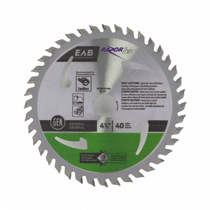 4 1/2" x 40 Teeth Finishing Razor Thin® Saw Blade Recyclable Exchangeable (Item# 1011832)