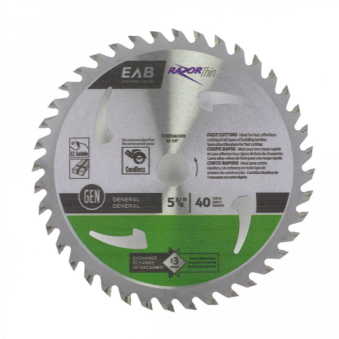 5 3/8" x 40 Teeth Finishing Razor Thin® Saw Blade Recyclable Exchangeable (Item# 1011862)