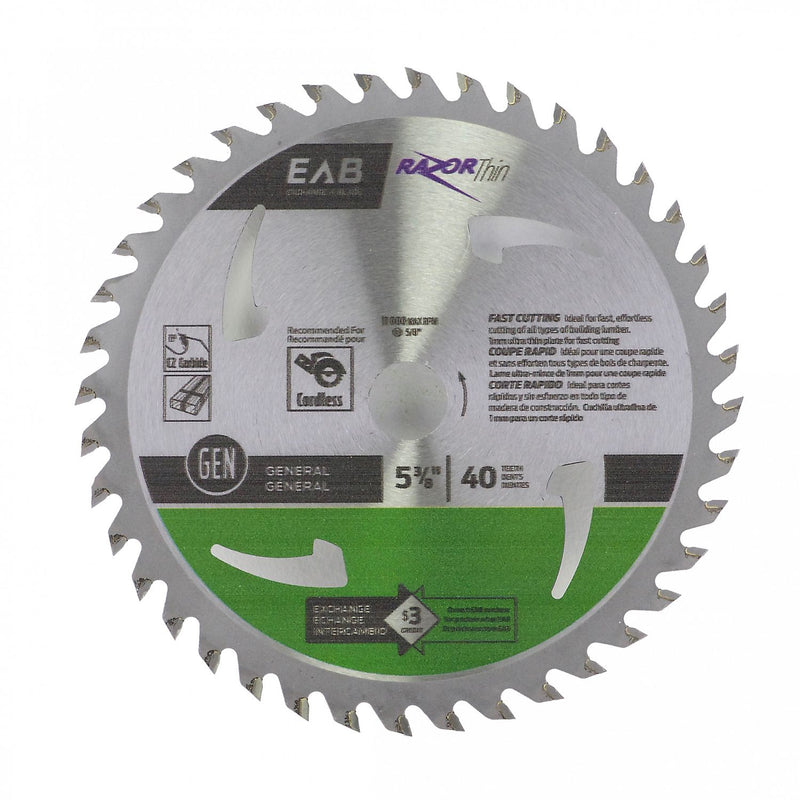 5 3/8" x 40 Teeth Finishing Razor Thin® Saw Blade Recyclable Exchangeable (Item
