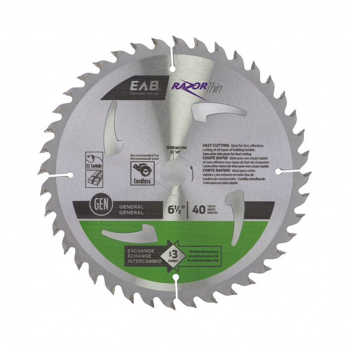 6 1/2" x 40 Teeth Finishing Razor Thin® Saw Blade Recyclable Exchangeable (Item# 1011882)