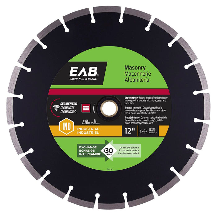 12" Segmented Rim Concrete Black Industrial Diamond Blade Recyclable Exchangeable (Item# 3110262)