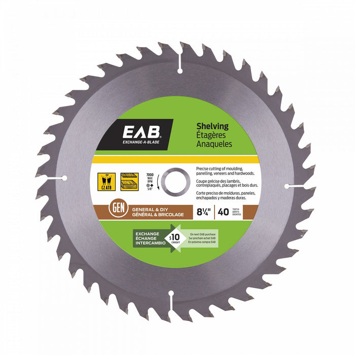 8 1/4" x 40 Teeth Finishing Shelving Saw Blade Recyclable Exchangeable (Item# 1011632)