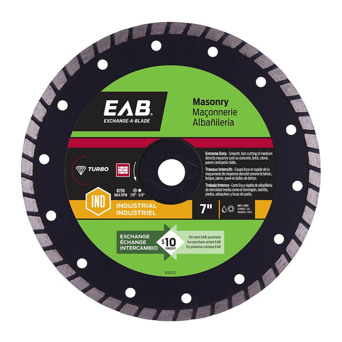 7" Turbo Rim Concrete Black Industrial Diamond Blade Recyclable Exchangeable (Item#: 3110212)