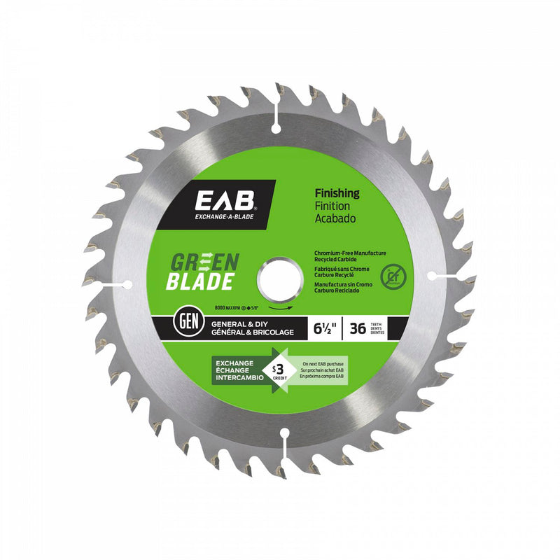 6-1/2-inch-x-36-Teeth-Carbide-Green-Finishing-Saw-Blade-Exchangeable-Exchange-A-Blade