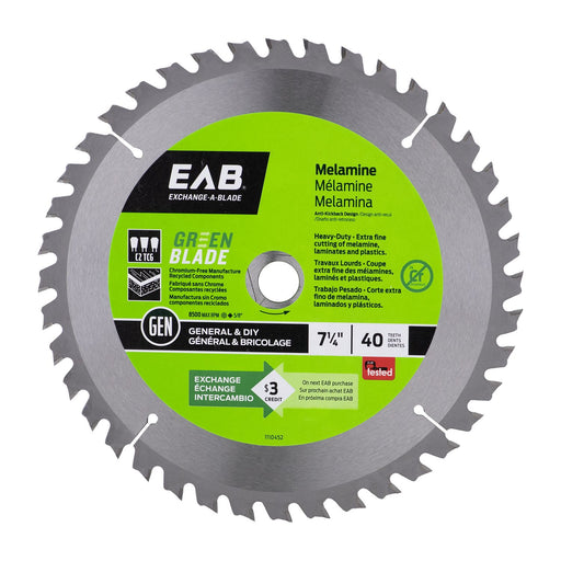 7-1/4-inch-x-40-Teeth-Green-Melamine-Saw-Blade-Exchangeable-Exchange-A-Blade