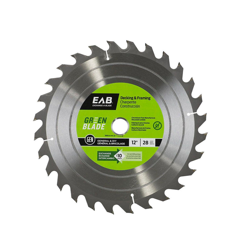 12-inch-x-28-Teeth-Carbide-Green-Framing-Saw-Blade-Exchangeable-Exchange-A-Blade