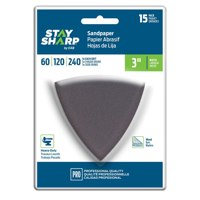 3" x 60/120/240 Grit Sandpaper (15 Pack) Professional Oscillating Accessory (Item# 2070112)