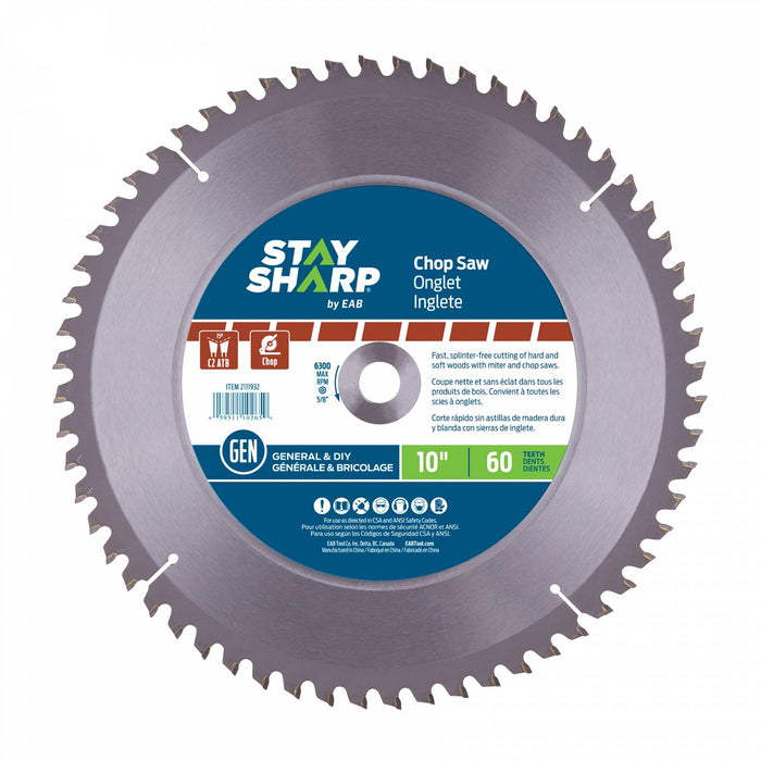 10" x 60 Teeth Carbide Chop Saw Blade - Recyclable (Item# 2111932)