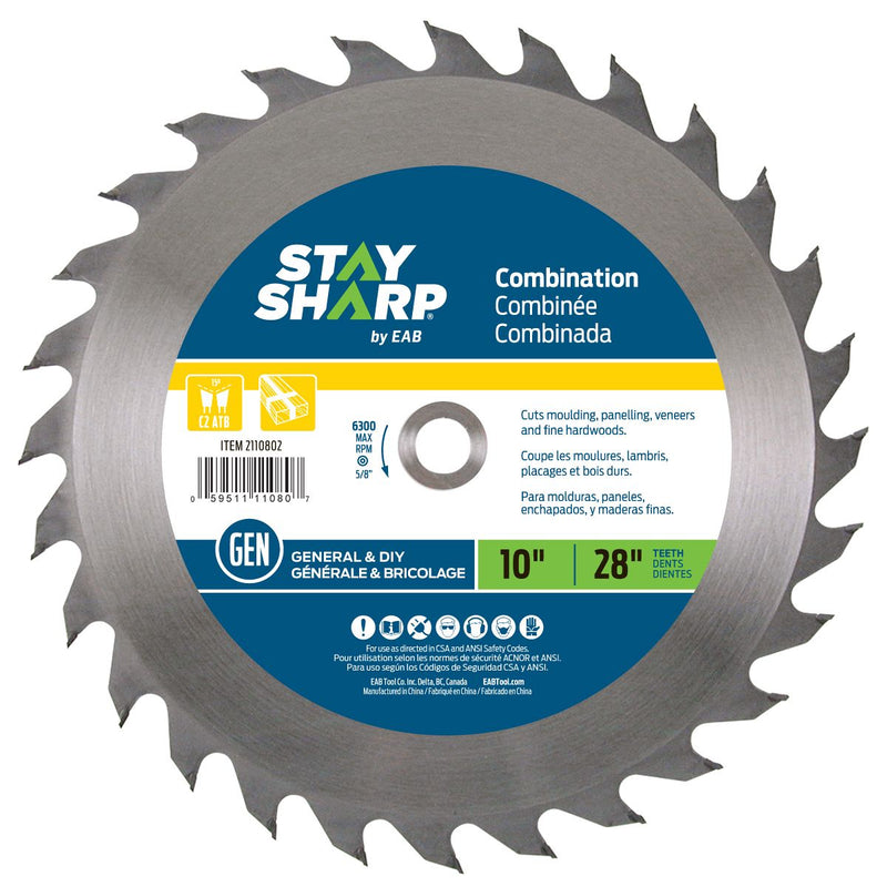 10" x 28 Teeth All Purpose Combination Saw Blade Recyclable (Item