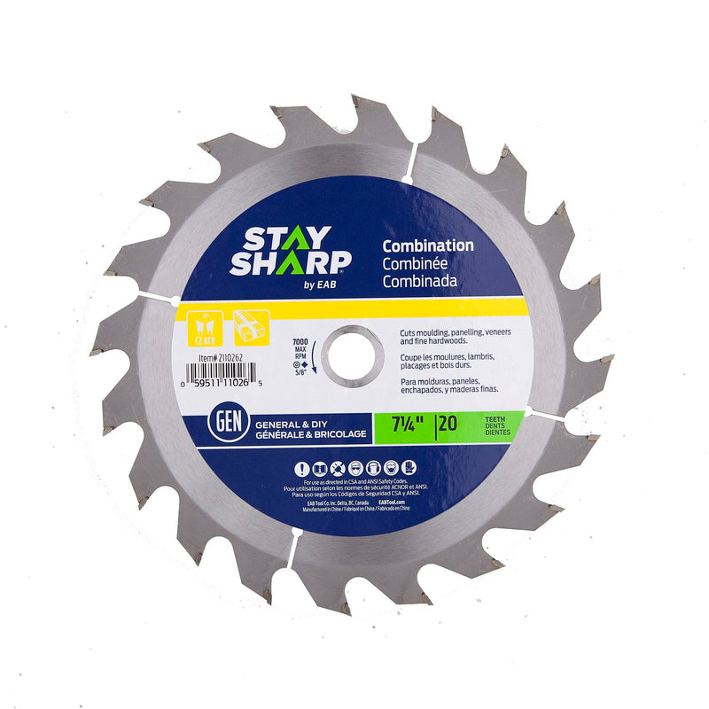 7-1/4-inch-x-20-Teeth-Carbide-Combination-Saw-Blade-Recyclable-Stay-Sharp