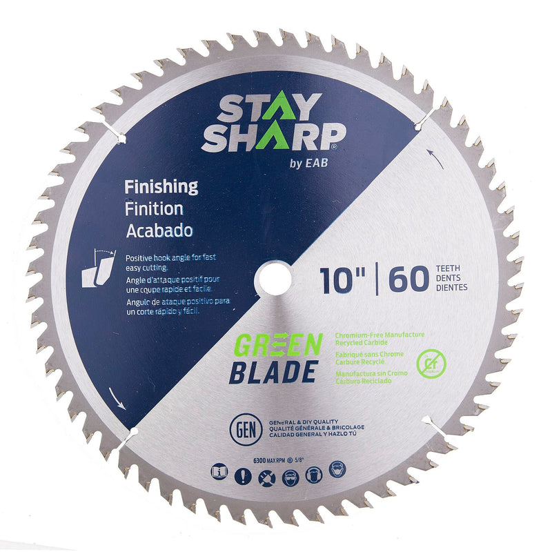 10-inch-x-60-Teeth-Carbide-Green-Finishing-Saw-Blade-Recyclable-Stay-Sharp