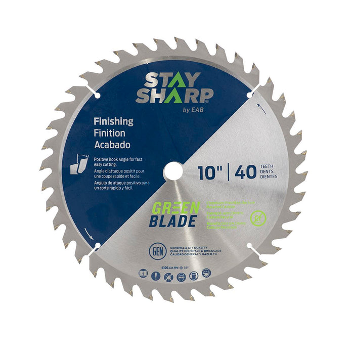 10-inch-x-40-Teeth-Carbide-Green-Finishing-Saw-Blade-Recyclable-Stay-Sharp