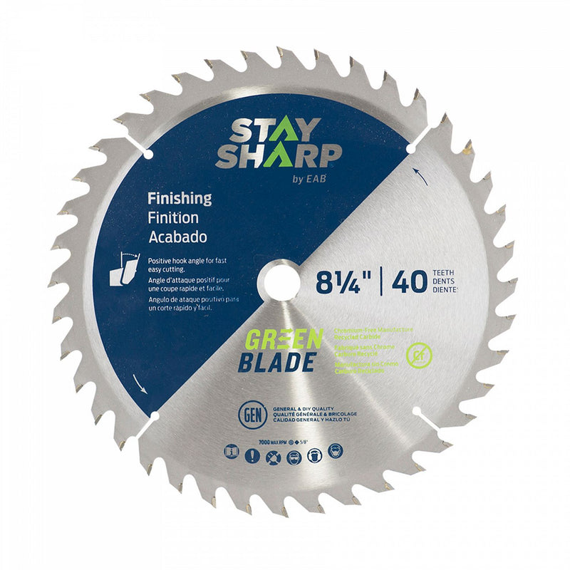 8-1/4-inch-x-40-Teeth-Carbide-Green-Finishing-Saw-Blade-Recyclable-Stay-Sharp