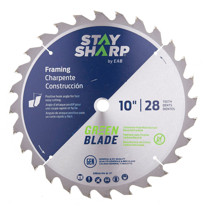 10" x 28 Teeth Framing Green Blade Saw Blade Recyclable (Item# 2110716)