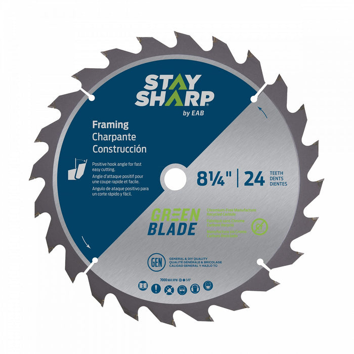 8 1/4" x 24 Teeth Framing Green Blade Saw Blade Recyclable (Item# 2110714)