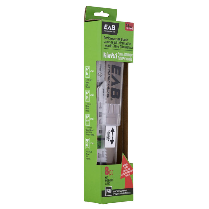 Demolition Wood and Metal (8 Pc Multipack) Professional Reciprocating Blade with Bonus Kit - Recyclable (Item# 11511008)